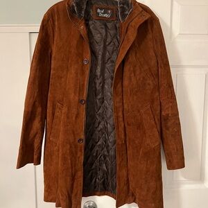 Brown Suede Coat with Quilted Lining